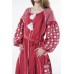 Boho Style Ukrainian Embroidered Dress "Starry Sky" white on maroon 